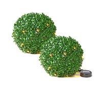 Dolce Vari 28cm Dual Function Solar Powered Topiary Garden Ball Sphere 20 Led Lights (Green, 2)