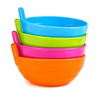 Dolce Vari 4 Piece Plastic Bowl Set, Reusable Colourful Cereal & Snack Bowls for Kids & Adults, Lightweight Stackable Food Bowls for Breakfast, Soup, Fruit, Desserts, Camping & Picnic, BPA Free