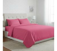 Dolce Vari 4-Piece Poly Cotton Flannel Sheet Set - Ultra-Soft Thermal Flannelette with Flat Sheet, Fitted Sheet & 2 Pillowcases | Warm & Easy-Care Bedding (Pink, Super King)