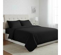 Dolce Vari 4-Piece Poly Cotton Flannel Sheet Set - Ultra-Soft Thermal Flannelette with Flat Sheet, Fitted Sheet & 2 Pillowcases | Warm & Easy-Care Bedding (Black, Double)