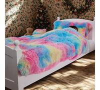 Dolce Vari DV snuggle scape rainbow icecream duvet set for kids Bedding Luxury Duvets Cover Super Soft Warm & Cosy Fluffy Fur Bedding Set (Rainbow Icecream, Single Duvet Set)