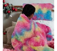 Dolce Vari DV Snuggle Scape Rainbow Throw set for kids Throws Super Soft Warm & Cosy Fluffy Fur Blankets (Rainbow Icecream, Single Blanket 130x180cm)