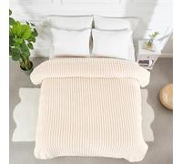 Dolce Vari Fleece Throw Blanket for Sofa or Bed, Chunky Rib Popcorn Waffle Design, Soft Warm Cosy Blanket Throw