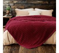 Dolce Vari Fleece Throw Blanket for Sofa or Bed, Chunky Rib Popcorn Waffle Design, Soft Warm Cosy Blanket Throw