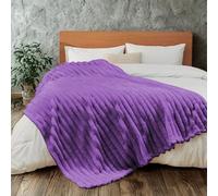 Dolce Vari Fleece Throw Blanket for Sofa or Bed, Chunky Rib Popcorn Waffle Design, Soft Warm Cosy Blanket Throw