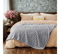 Dolce Vari Fleece Throw Blanket for Sofa or Bed, Chunky Rib Popcorn Waffle Design, Soft Warm Cosy Blanket Throw