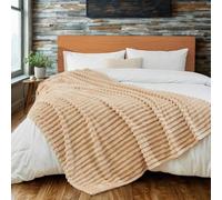 Dolce Vari Fleece Throw Blanket for Sofa or Bed, Chunky Rib Popcorn Waffle Design, Soft Warm Cosy Blanket Throw