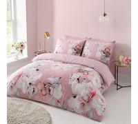 Dolce Vari Floral Double Duvet Cover Set With Super Soft Pillowcases - Easycare Reversible Flowers Quilt Cover Bedding Sets (Double)