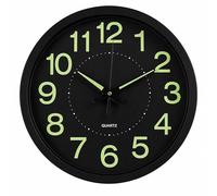Dolce Vari Glow in the Dark Wall Clock 12 Inch / 30cm - Luminous Numbers & Hands Round Wall Clock, Stylish Battery Operated Clock for Bedroom, Kitchen, Living Room, Office & Home Décor