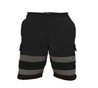Dolce Vari Hi Vis Work Shorts Cargo Multi Pockets Hi Viz Reflective Tape Cargo Short Bottom Trouser | Hi Vis Safety Security Work Utility Jogger Combat Cargo Shorts (XL, Black)