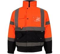 Dolce Vari Hi Viz High Visibility Bomber Jackets Work Wear Safety Jackets Reflective Security Hi Vis Bomber Jackets Coat Soft Warm Cozy Waterproof (M, Orange Navy)