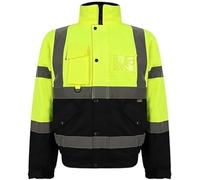Dolce Vari Hi Viz High Visibility Bomber Jackets Work Wear Safety Jackets Reflective Security Hi Vis Bomber Jackets Coat Soft Warm Cozy Waterproof (3XL, Yellow Navy)