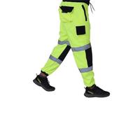 Dolce Vari Hi Viz Jogging Bottoms Hi Viz Mens Work Trouser Safety Sweat Pants Multi Pockets Super Soft Hi Vis Cargo Security Work Wear Trousers (S, Yellow Navy)