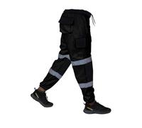 Dolce Vari Hi Viz Jogging Bottoms Hi Viz Mens Work Trouser Safety Sweat Pants Multi Pockets Super Soft Hi Vis Cargo Security Work Wear Trousers (M, Black)