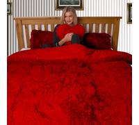 Dolce Vari Hug & Snug Luxury Fleece Bedding Set Warm & Cozy Super Soft Fluffy Fur Duvet Cover Set - Ultimate Comfort (Red, King)