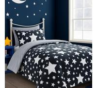 Dolce Vari Kids Dinosaur Unicorn Teddy Fleece Bedding - Ultra Soft Thermal Duvet Cover with Stars Design for Cozy Christmas Nights (Stars Charcoal/Silver, Single)