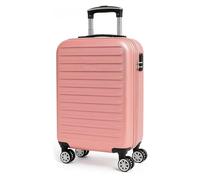 Dolce Vari Large Cabin Size | Hard Shell | Lightweight | 4 Dual Spinner Wheels | Trolley Luggage Suitcase Rosegold