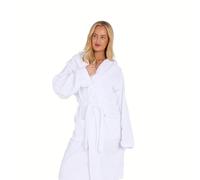 Dolce Vari Luxury 100% Egyptian Cotton Bathrobe - 650 GSM Extra Absorbent Soft Terry Toweling Robe with Belt & Large Pockets (White, Large)