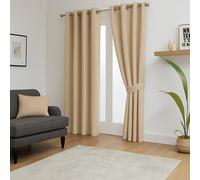 Dolce Vari Luxury Blackout Thermal Curtains Pair Eyelet Ring Top Window Drapes & Elegant Design for Home Decor Curtains (Beige/Mink, 46x90)