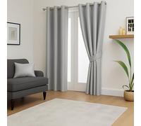 Dolce Vari Luxury Blackout Thermal Curtains Pair Eyelet Ring Top Window Drapes & Elegant Design for Home Decor Curtains (Silver/Grey, 66x54)