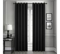 Dolce Vari Luxury Blackout Thermal Curtains Pair Eyelet Ring Top Window Drapes & Elegant Design for Home Decor Curtains (Black, 46x54)