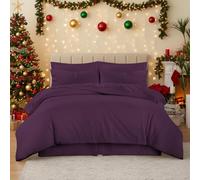 Dolce Vari Luxury Plain Dyed Duvet Covers Set Ultra Soft & Warm Polycotton T-180 Percale Bedding set With 2 Pillowcase Quilt Cover Set (Plum, Single)