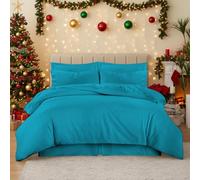 Dolce Vari Luxury Plain Dyed Duvet Covers Set Ultra Soft & Warm Polycotton T-180 Percale Bedding set With 2 Pillowcase Quilt Cover Set (Teal, Single)