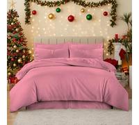 Dolce Vari Luxury Plain Dyed Duvet Covers Set Ultra Soft & Warm Polycotton T-180 Percale Bedding set With 2 Pillowcase Quilt Cover Set (Rose, King)