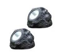 Dolce Vari Pack of 2 Smart Garden Solar High Performance Super Bright 3 Lumen Spotlight Garden Path Granite Rock
