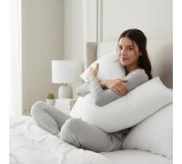 Dolce Vari Premium Brushed Microfiber Stripe Embossed V-Shape Pillow - Soft Touch Polyester Material for Relaxing Sleep & Body Support (White)