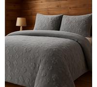 Dolce Vari Premium Daisy Embossed Teddy Fleece Bedding Set - Super Soft Warm Duvet Covers for Cozy Winter Nights (Grey/Silver, King)