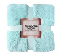 Dolce Vari Premium Hug & Snug Sherpa Fleece Throw Blankets Soft Warm & Cozy Blankets Fluffy Double Bed Throw Blanket (Duck Egg, Double)