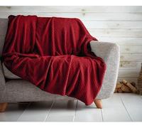Dolce Vari Premium Waffle Whisper Fleece Throw Blankets Honeycomb Super Soft Warm Cozy Over Sofa Bed Throw Blanket (Red, Double)