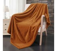 Dolce Vari Premium Waffle Whisper Fleece Throw Blankets Honeycomb Super Soft Warm Cozy Over Sofa Bed Throw Blanket (Rust, Single)