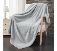 Dolce Vari Premium Waffle Whisper Fleece Throw Blankets Honeycomb Super Soft Warm Cozy Over Sofa Bed Throw Blanket (Silver, King)