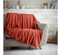 Dolce Vari Premium Waffle Whisper Fleece Throw Blankets Honeycomb Super Soft Warm Cozy Over Sofa Bed Throw Blanket (Rust, Double)