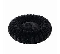 Dolce Vari Rabbit Fur Donut Dog Bed, Fluffy Washable Cat & Puppy Bed with Anti Slip Bottom, Warm Calming Pet Cushion Sofa Bed (Black, 80 cm)