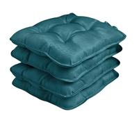 Dolce Vari Seat Cushion | 40x40 cm Chair Pad with Strap Ties | Comfortable Cushion for Dining Chairs, Kitchen, Patio, Garden & Office (4, Teal)