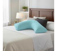 Dolce Vari T-180 Polycotton Luxury V Shaped Support Pillow Soft & Breathable Anti Allergy Cushion for Neck, Back, Nursing, & Recovery Support (Aqua)