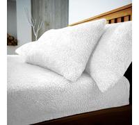 Dolce Vari Teddy Bear Fleece Bedding Pillow Pair Soft Warm & Cosy Luxury Pillow Cover Set (White, Pillowcase Pair)