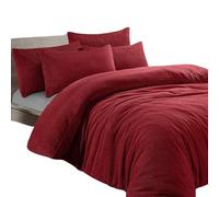 Dolce Vari Teddy Bear Fleece Bedding Set Soft Warm & Cosy Luxury Duvet Cover Set with Pillowcases Quilt Cover Sets Reversible Duvet Sets (Red, King Duvet Set)