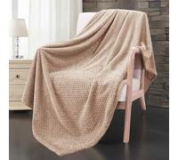 Dolce Vari Waffle Blanket Throw - Lightweight & Breathable, 100% Polyester Fleece Blanket - Soft Waffle Weave for All Seasons - Luxurious & Cozy Layer for Couch, Sofa, or Bed (Mink, Single)