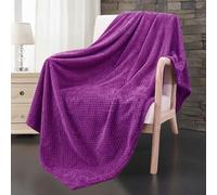 Dolce Vari Waffle Blanket Throw - Lightweight & Breathable, 100% Polyester Fleece Blanket - Soft Waffle Weave for All Seasons - Luxurious & Cozy Layer for Couch, Sofa, or Bed (Purple, Single)