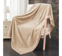 Dolce Vari Waffle Blanket Throw - Lightweight & Breathable, 100% Polyester Fleece Blanket - Soft Waffle Weave for All Seasons - Luxurious & Cozy Layer for Couch, Sofa, or Bed (Cream, Single)