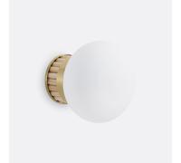 Dolce Wall Or Ceiling Light in Brass, Bamboo and Opaline Glass White