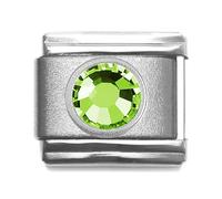 Dolceoro August Birth Month Charm Link Jewelry, Italian Modular, Satin Stainless Steel