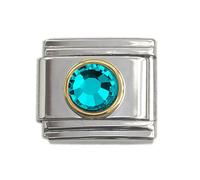 Dolceoro Birthstone Charm Link Jewelry, SILVER or GOLD Color Italian Modular Family Birthstone Charm Link Stainless Steel, 1 Link, Stainless Steel Cubic Zirconia, No Gemstone