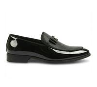Dolcetto Men’s Textured Front Iconic Buckle Bow Loafers - Black - UK 12