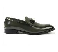Dolcetto Men’s Textured Front Iconic Buckle Bow Loafers - Olive - UK 11