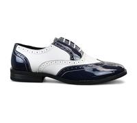 Dolcetto Men's Patent Lace-Up Navy White Brogues Smart Dress Shoes